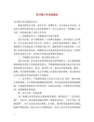 见习期工作自我鉴定2 