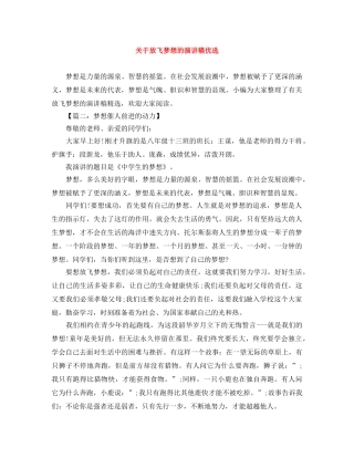 关于放飞梦想的演讲稿优选 