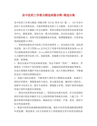 县中医药工作要点精选两篇合辑-精选合集 