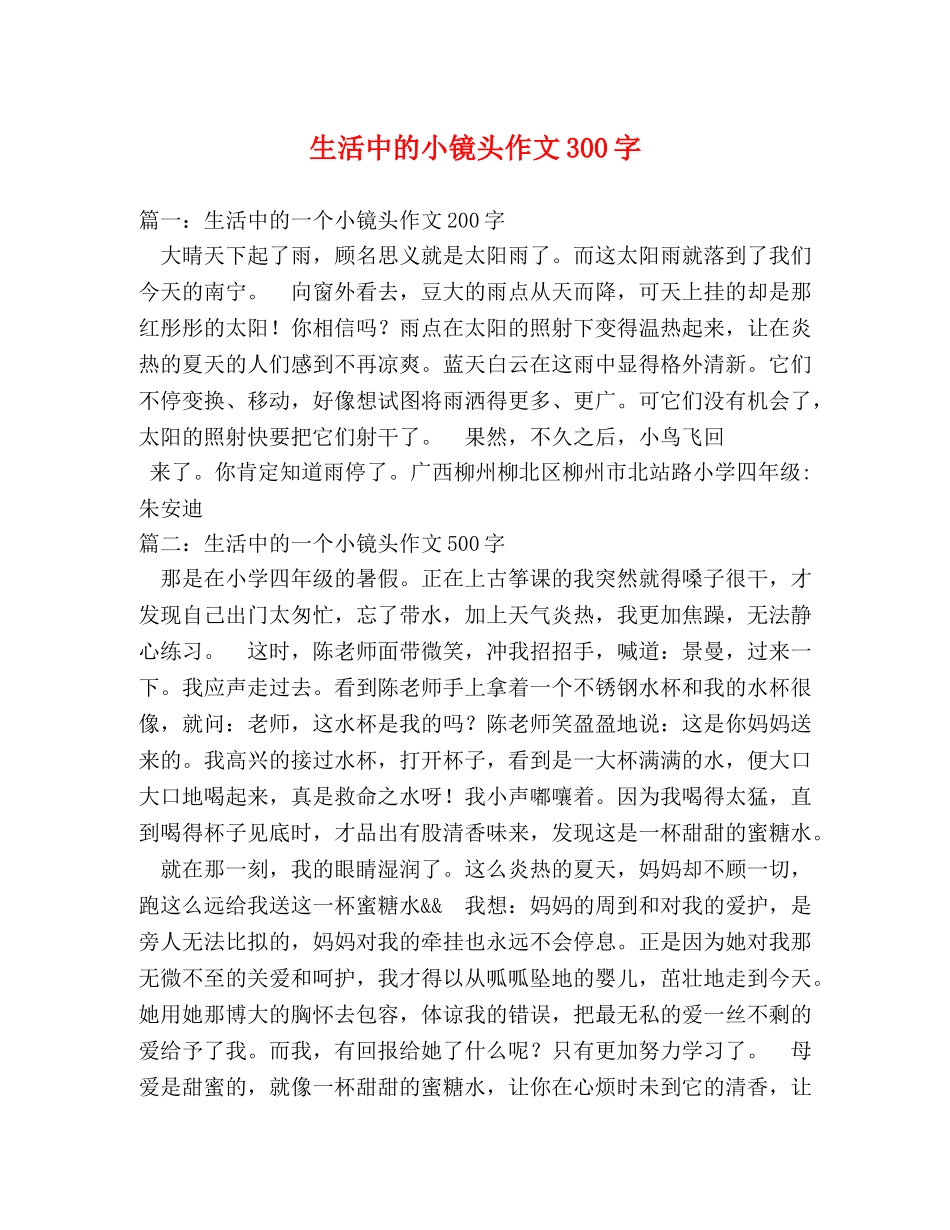 生活中的小镜头作文300字 _第1页
