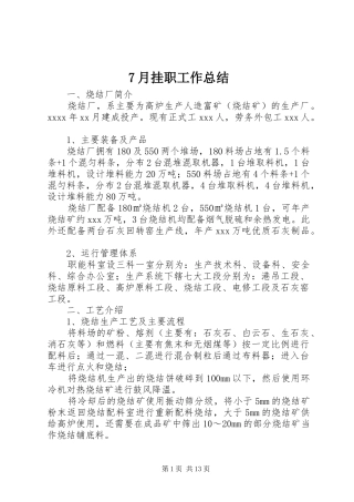 7月挂职工作总结