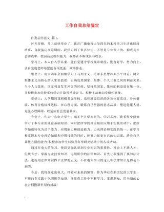 工作自我总结鉴定 