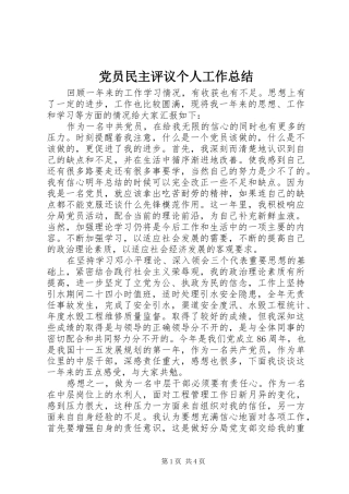 党员民主评议个人工作总结
