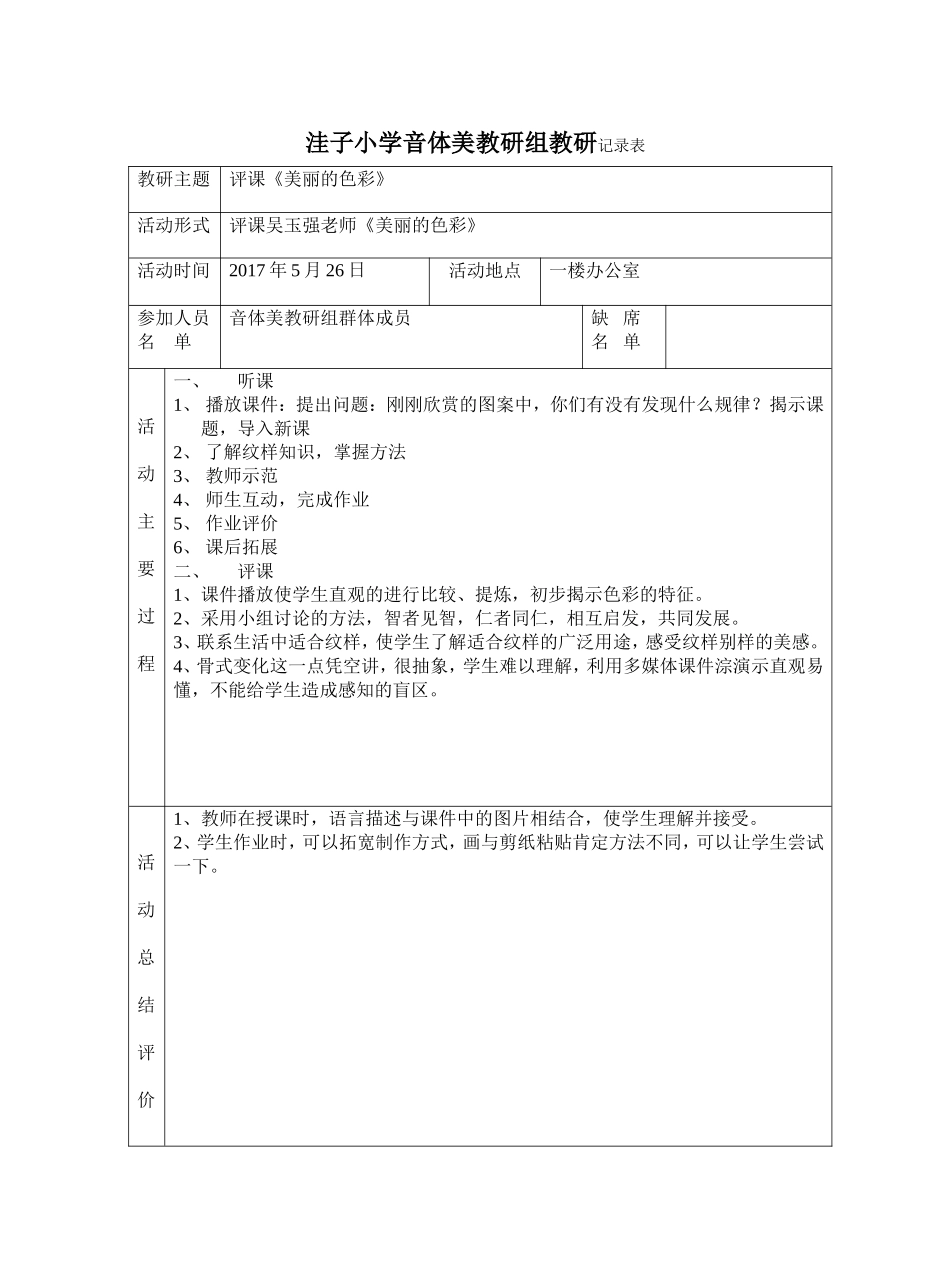 小学美术教研组活动记录表_第1页