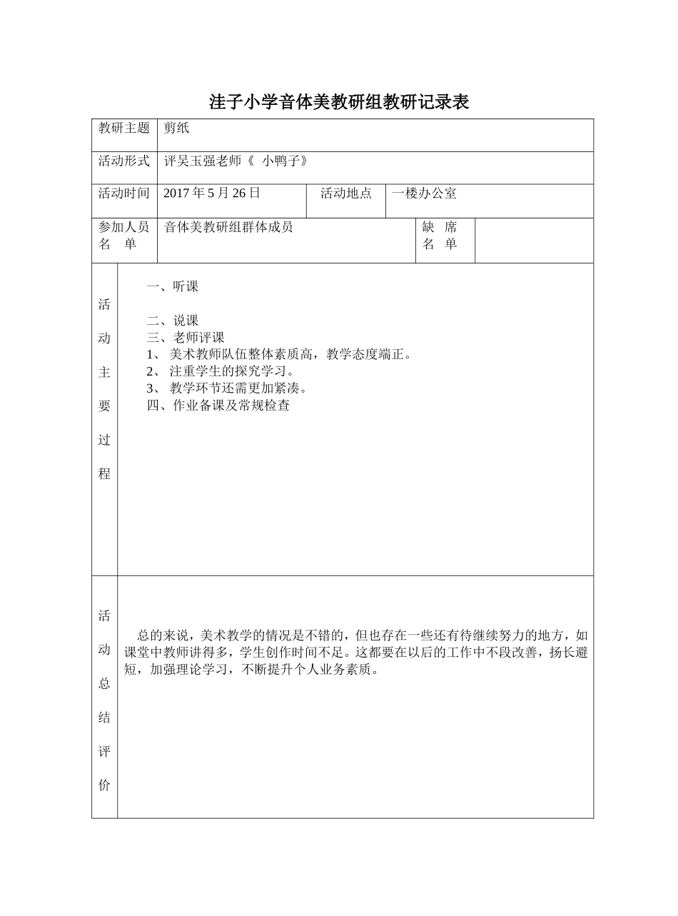 小学美术教研组活动记录表_第2页