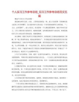 个人实习工作参考总结_见习工作参考总结范文五篇 