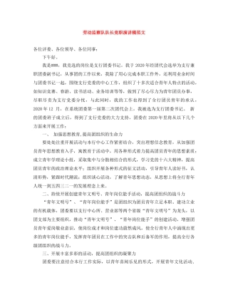 劳动监察队队长竞职演讲稿范文 