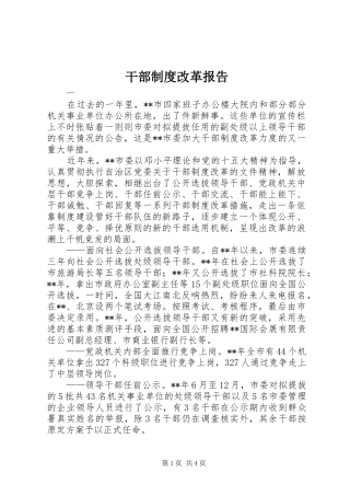 干部制度改革报告
