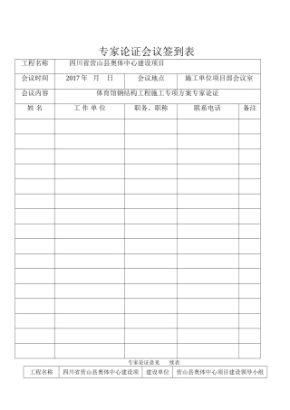 专家论证会签到表及意见