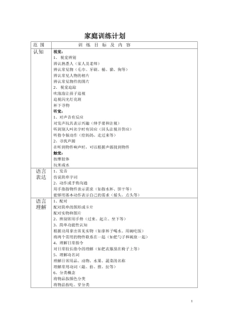 自闭症儿童日常训练计划
