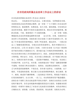 在市民政局所属企业改革工作会议上的讲话 
