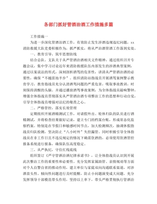 各部门抓好管酒治酒工作措施多篇 