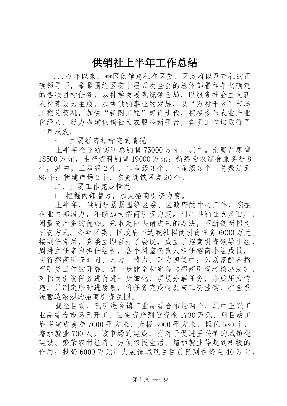 供销社上半年工作总结 (3)_第1页