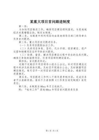 某重大项目首问跟进制度