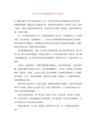 关于马小小学数学教研组工作计划范文