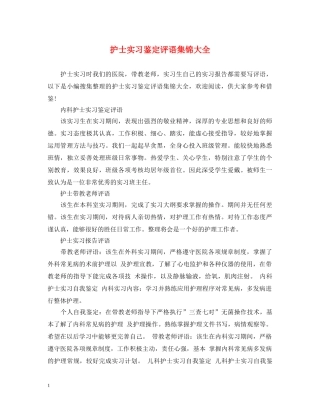 护士实习鉴定评语集锦大全 