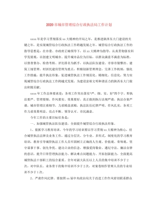 市城市管理综合行政执法局工作计划