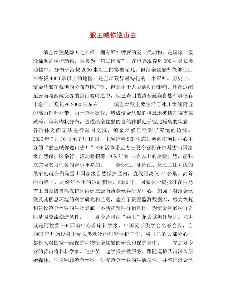 猴王喊你巡山去 _第1页