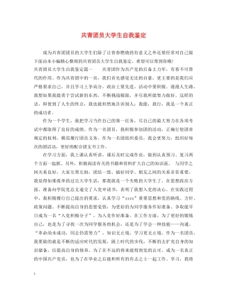 共青团员大学生自我鉴定 