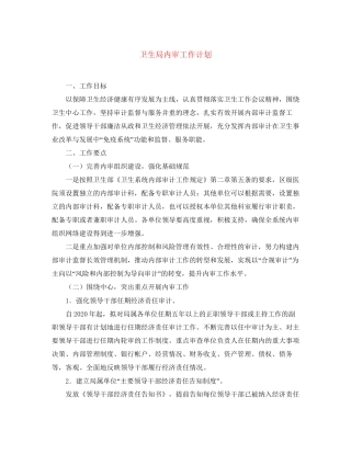 卫生局内审工作计划