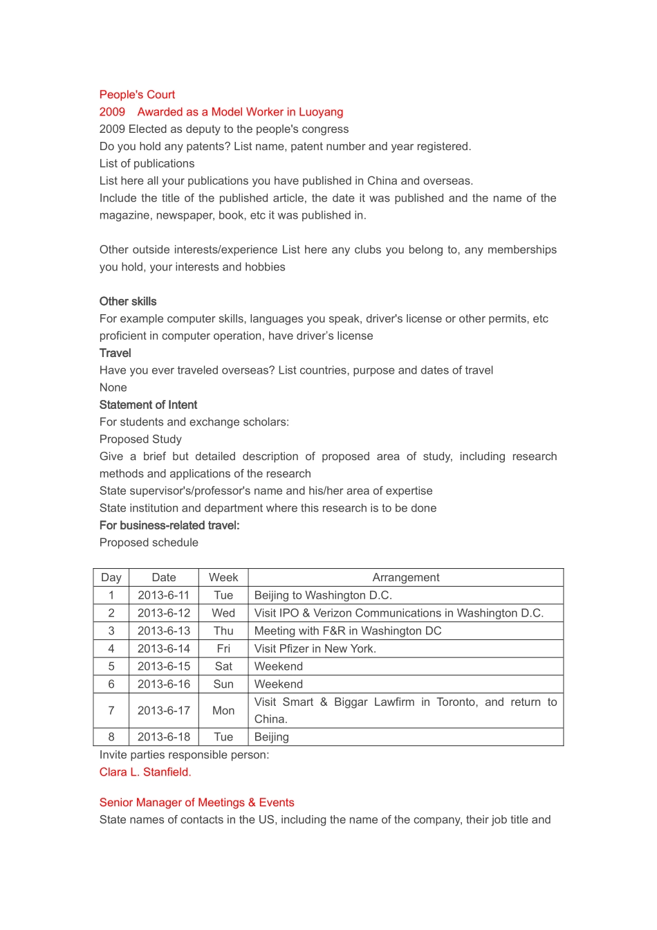英文简历-美国签证需要用到的个人简历模板(中英文)[1]_第2页