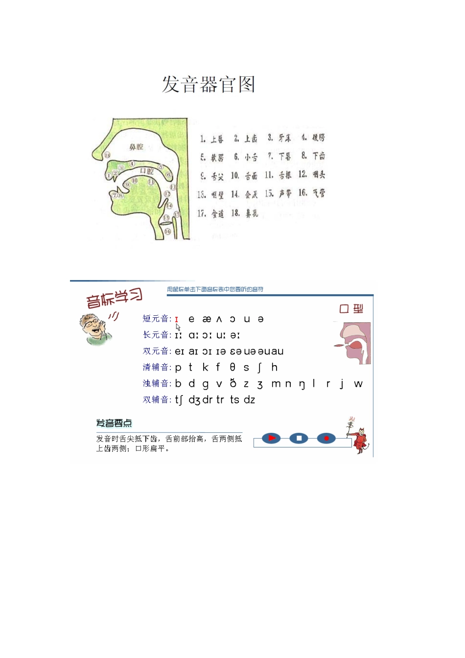 英语国际音标发音口型-舌位一览表_第1页