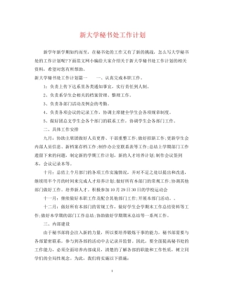 新大学秘书处工作计划