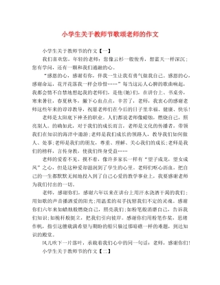 小学生关于教师节歌颂老师的作文 
