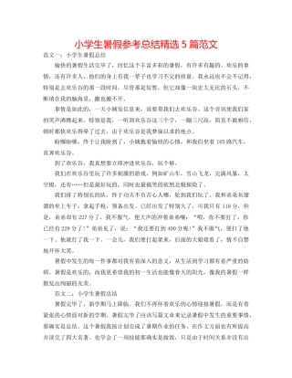 小学生暑假参考总结精选5篇范文 