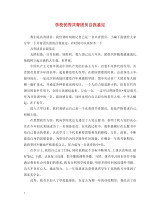 学校优秀共青团员自我鉴定 