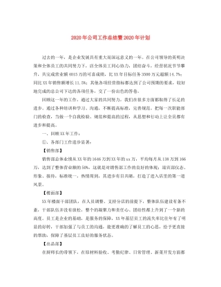 2020年公司工作总结暨年计划