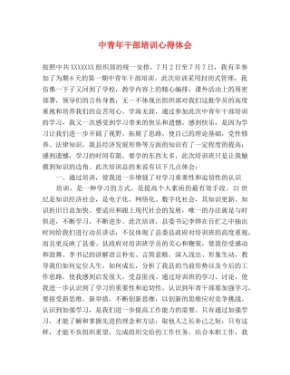 中青年干部培训心得体会 