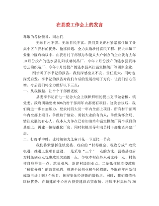 在县委工作会上的发言 