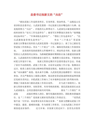 县委书记张新文的“兵法” 