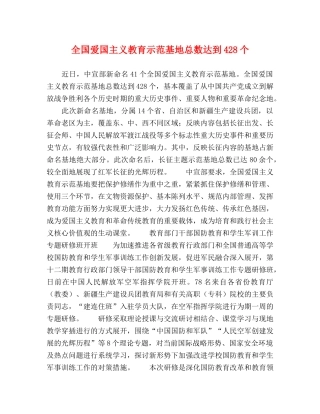 全国爱国主义教育示范基地总数达到428个 