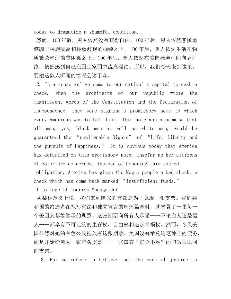 我有一个梦想,马丁·路德·金演讲稿 _第2页