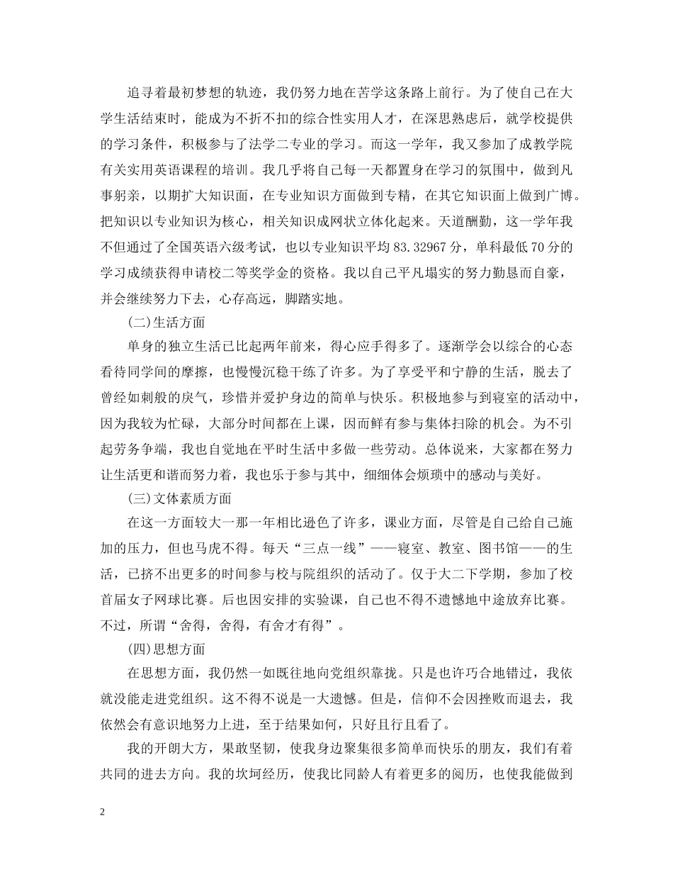 奖学金自我鉴定怎么写【模板】 _第2页