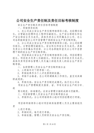 公司安全生产责任制及责任目标考核制度