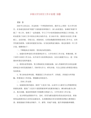 乡镇大学生村官工作计划【三篇】