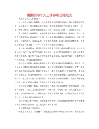 暑期实习个人工作参考总结范文 
