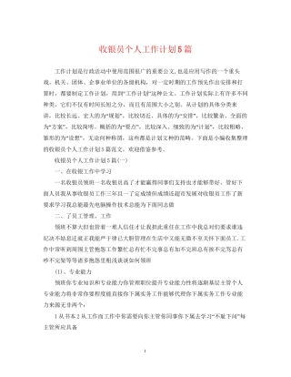 收银员个人工作计划5篇