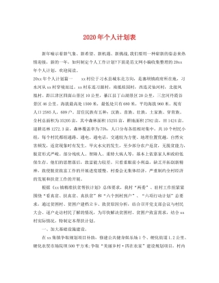 2020年个人计划表