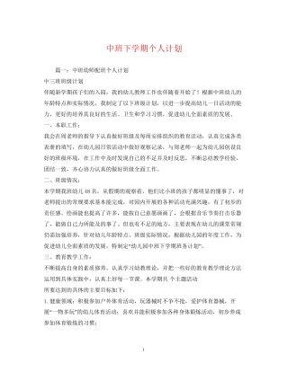 中班下学期个人计划