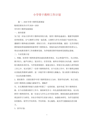 小学骨干教师工作计划