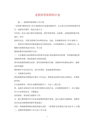老教师带新教师计划