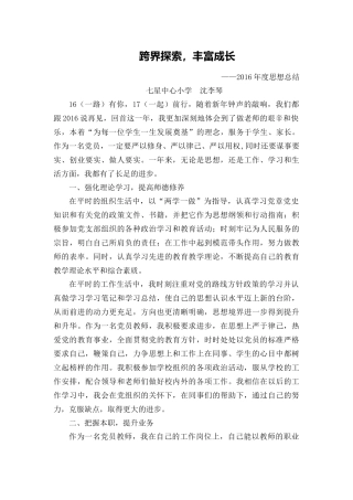 2016年度党员教师思想汇报