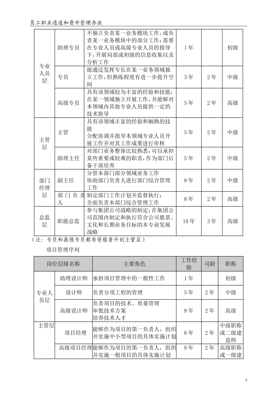 XXXX有限公司员工职业通道和晋升管理办法(试行)_第3页