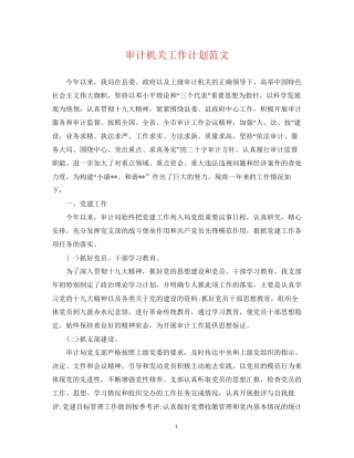 审计机关工作计划范文