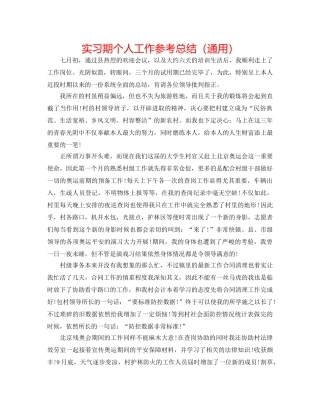 实习期个人工作参考总结（通用） 