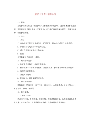新护士工作计划怎么写